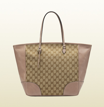 Authentic Gucci Bree Orignal GG Canvas Tote Bag 323671 Pink