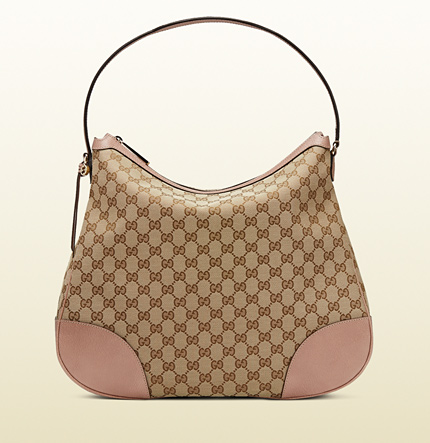 Authentic Gucci Bree Orignal GG Canvas Hobo Bag 336754 Pink