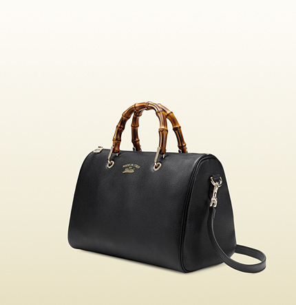 Authentic Gucci Bamboo Shopper Boston Bag 353124 Black 375.00